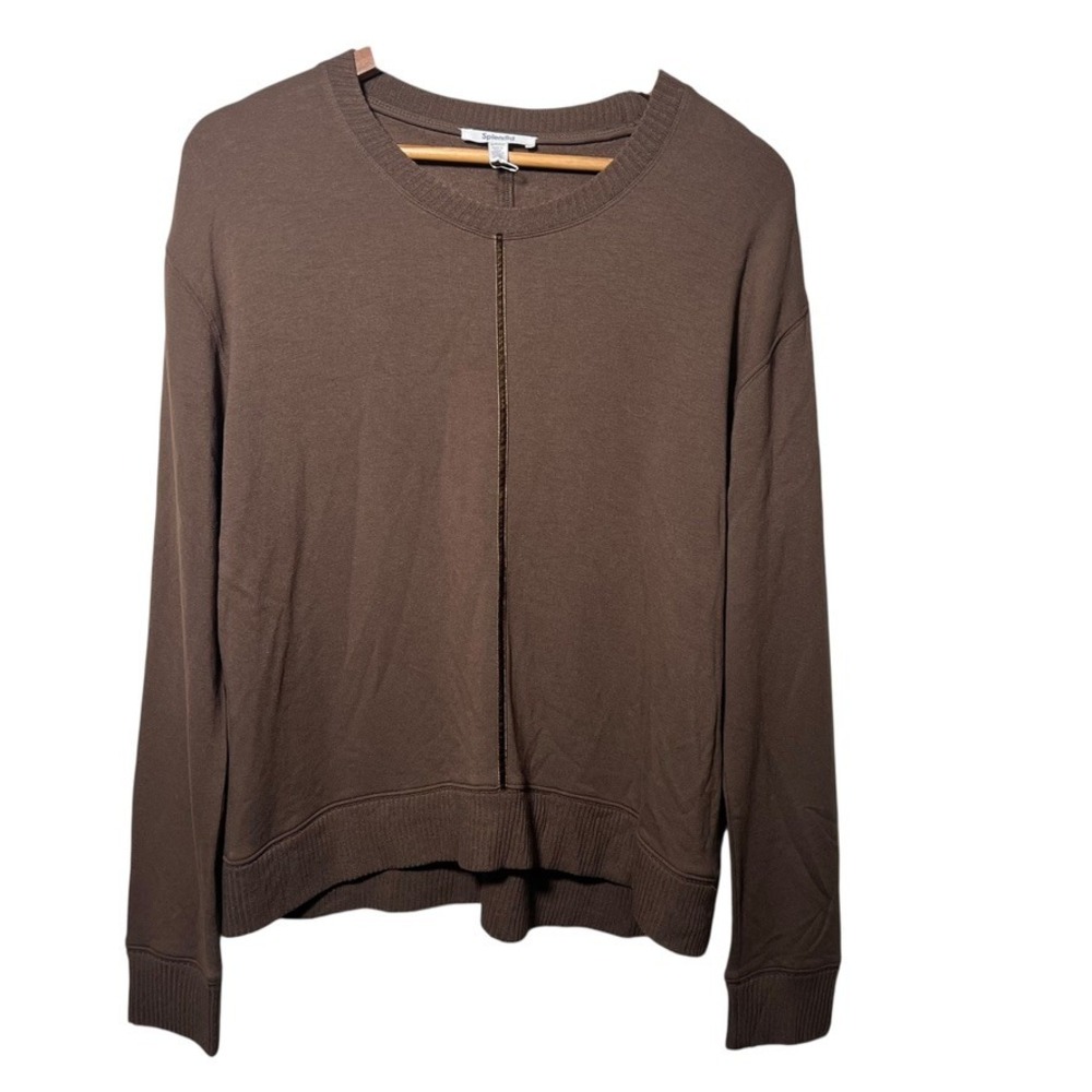Splendid Brown Soft‎ Long Sleeve Top Women's S Viscose Stretch Casual Minimalist
